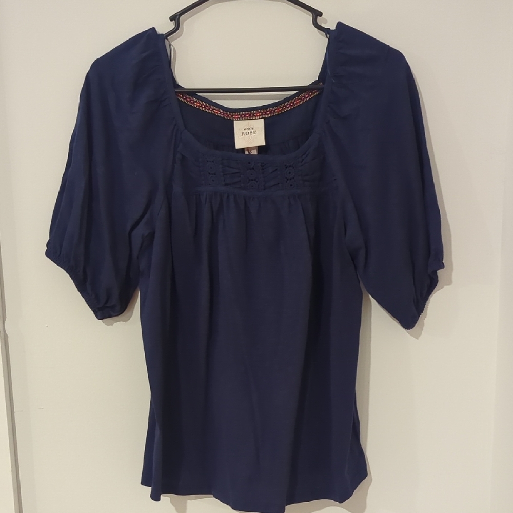 Knox Rose Deep Blue Puff Sleeve Blouse